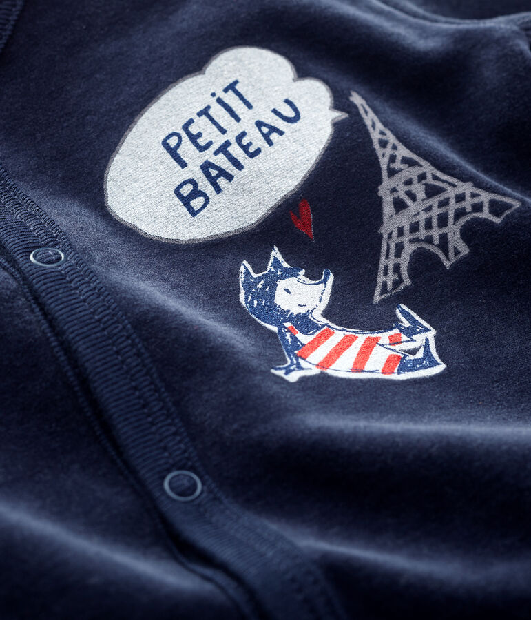 Baby-Strampler aus Velours in Marineblau blau